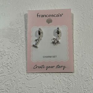 Francesca’s Silver Charm Set Star & Number 1 Hoop Charms Dainty Luxe Jewelry